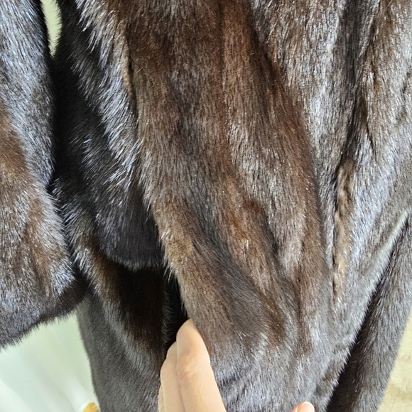 Authentic real mink fur coat deep chocolate brown small GORGEOUS! Long length - Picture 6 of 12